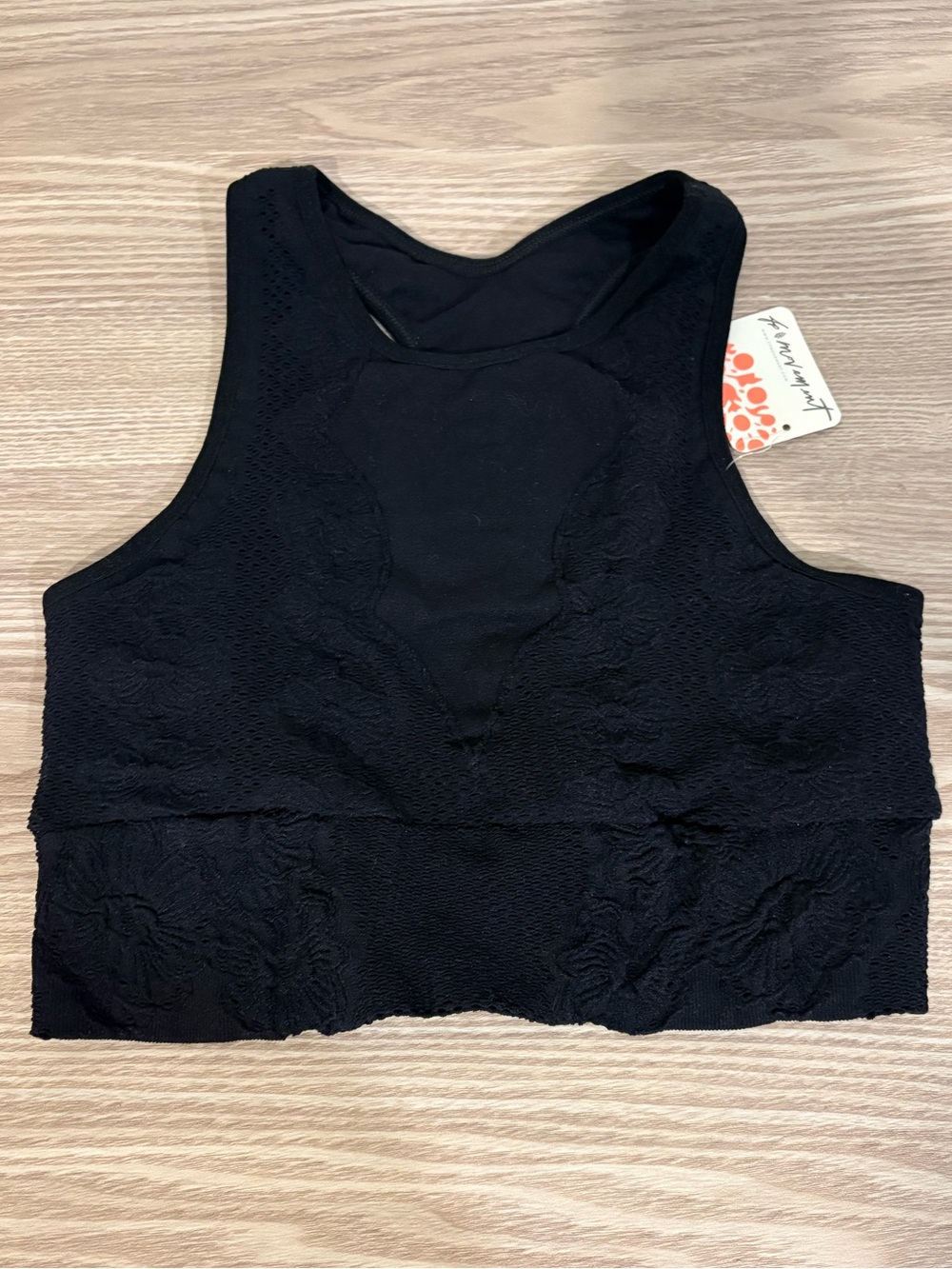 Free People Floral Every Single Time Black Sports Bra Size M/L